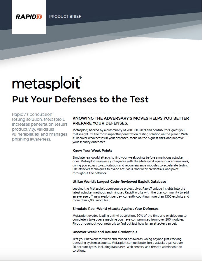 Metasploit product brief